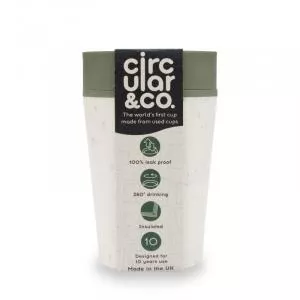 Circular Cup (227 ml) - crema/verde - de vasos de papel desechables