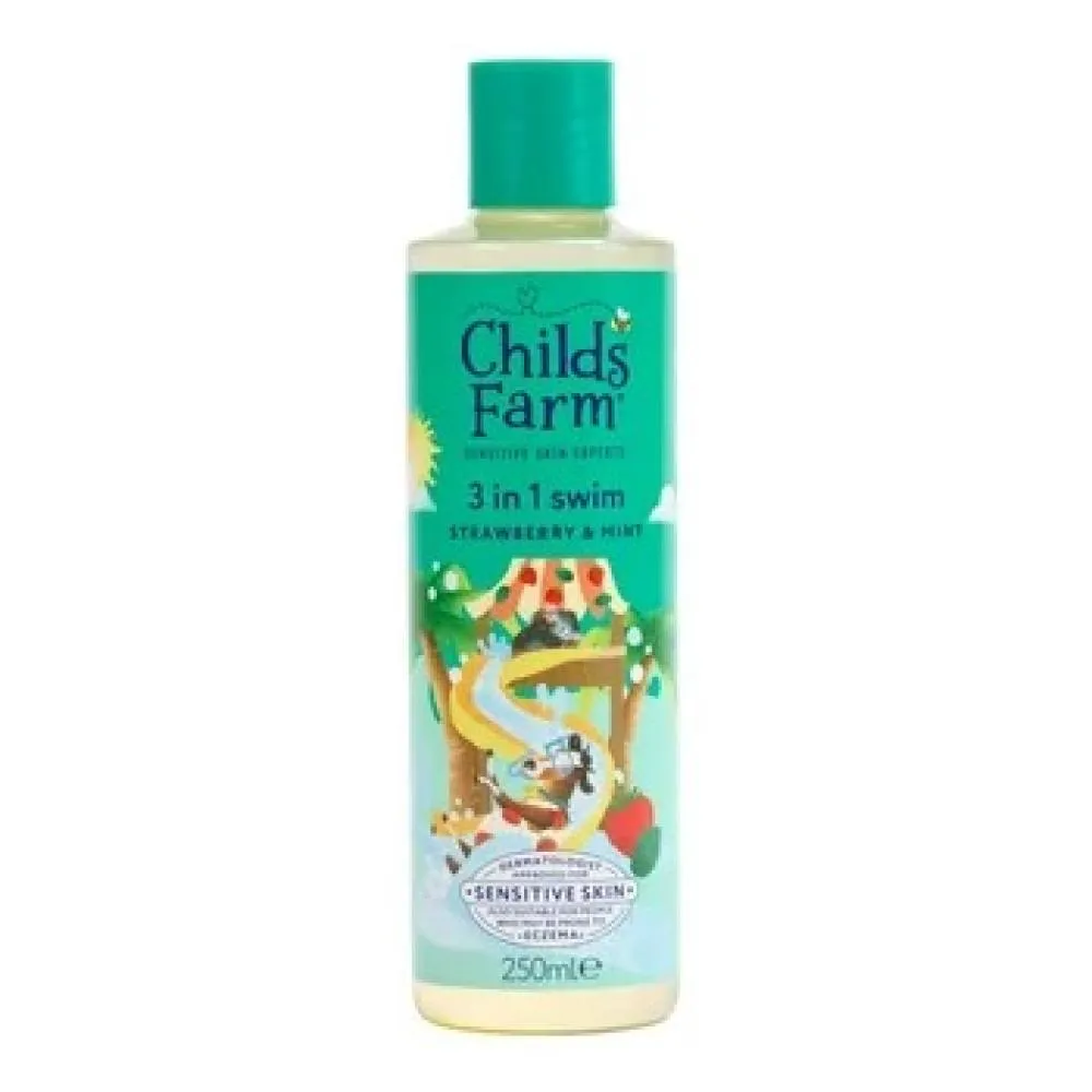 Childs Farm 3en1 Gel de ducha, champú y acondicionador para después del baño fresa y menta 250 ml