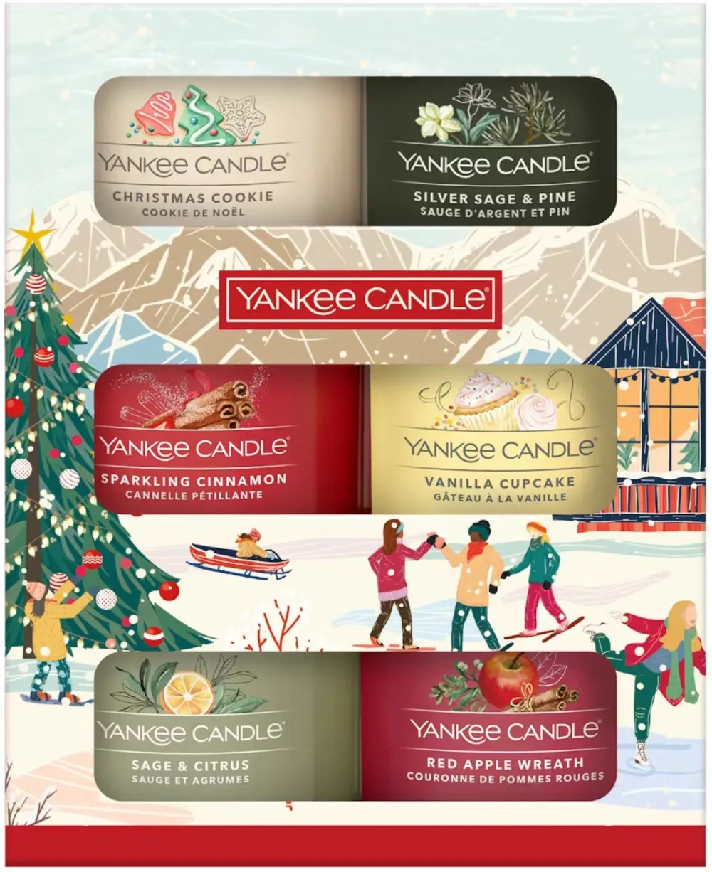 Set de regalo de 6 mini velas votivas en vaso