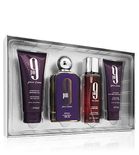 9pm Pour Femme set de regalo 100 ml + gel de ducha 100 ml + leche corporal 100 ml + spray corporal agua de perfume para mujer