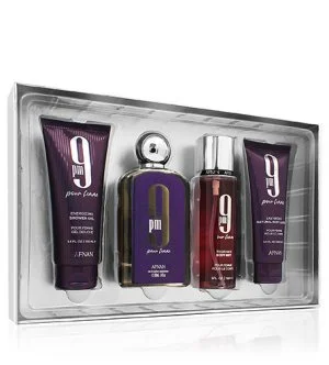 Afnan 9pm Pour Femme set de regalo 100 ml + gel de ducha 100 ml + leche corporal 100 ml + spray corporal agua de perfume para mujer
