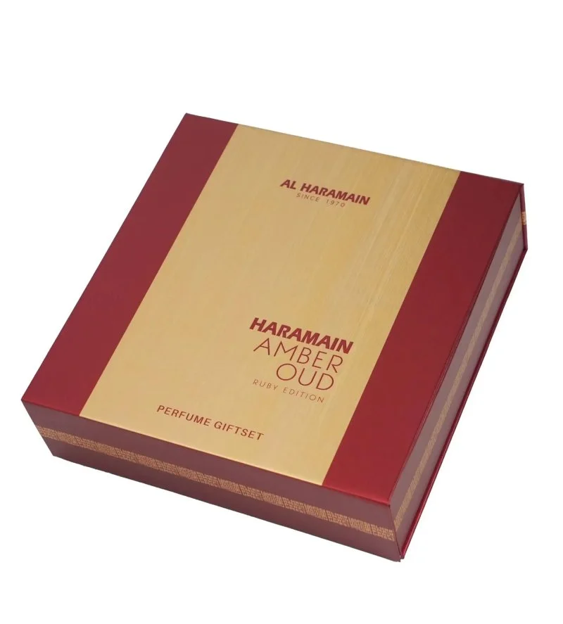 Amber Oud Ruby Edition estuche de regalo unisex Eau de Parfum 75 ml + Eau de Parfum 30 ml + bruma corporal 200 ml
