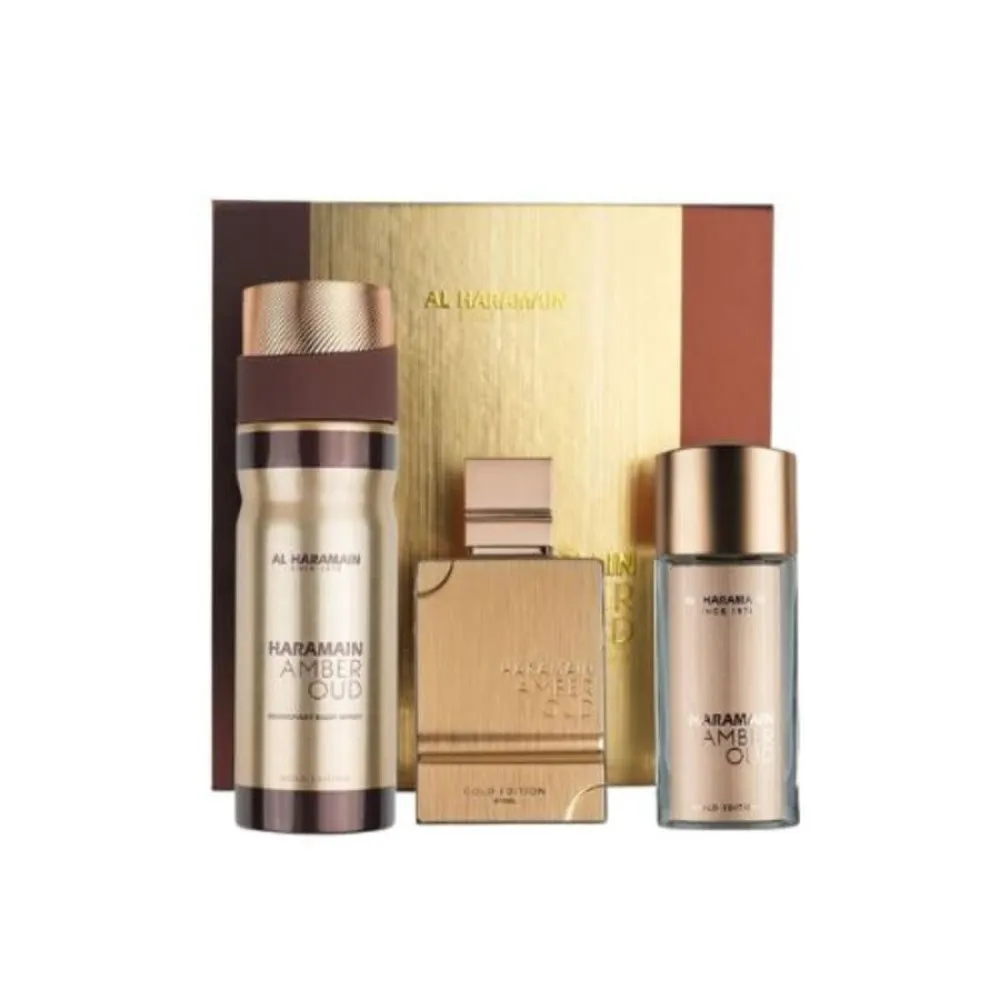 Amber Oud Gold Edition set de regalo 75 ml + agua de perfume 30 ml + bruma corporal perfumada unisex 75 ml parfemovana voda 30 ml telova mlha parfemovana voda 200 ml unisex