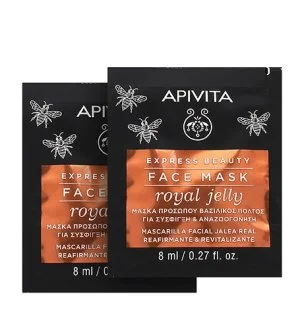 Apivita Express Beauty Face Mask Royal Jelly mascarilla facial revitalizante con efecto reafirmante 2x8 ml