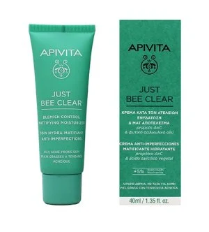 Apivita Just Bee Clear Hidratante matificante para el control de imperfecciones crema facial con niacinamida