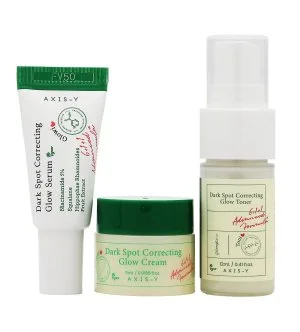 Axis-y The Mini Glow Trio set de regalo bruma tonificante 12 ml + sérum iluminador 5 ml + crema gel correctora