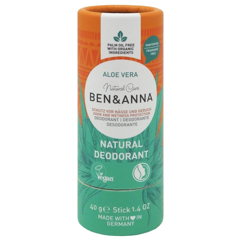 Ben & Anna Desodorante sólido sin perfume (40 g) - Aloe Vera - para piel sensible