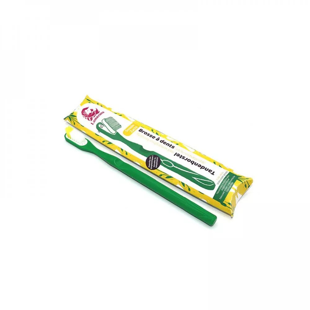 Lamazuna Cepillo de dientes de bioplástico con cabezal reemplazable, suave, verde