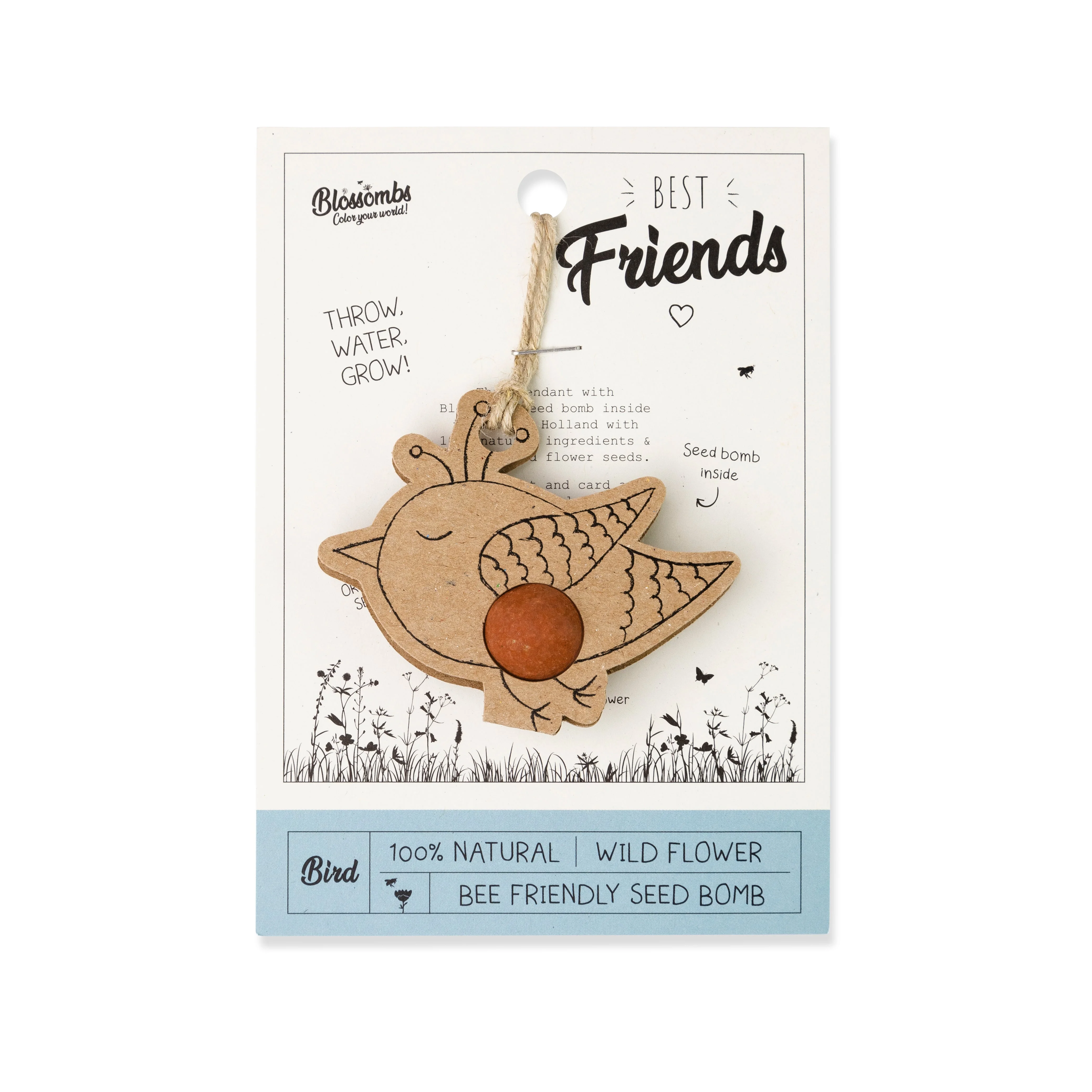 Blossombs Bomba de semillas - Decoración de regalo "Mejores amigos" - Pájaro (1 ud)