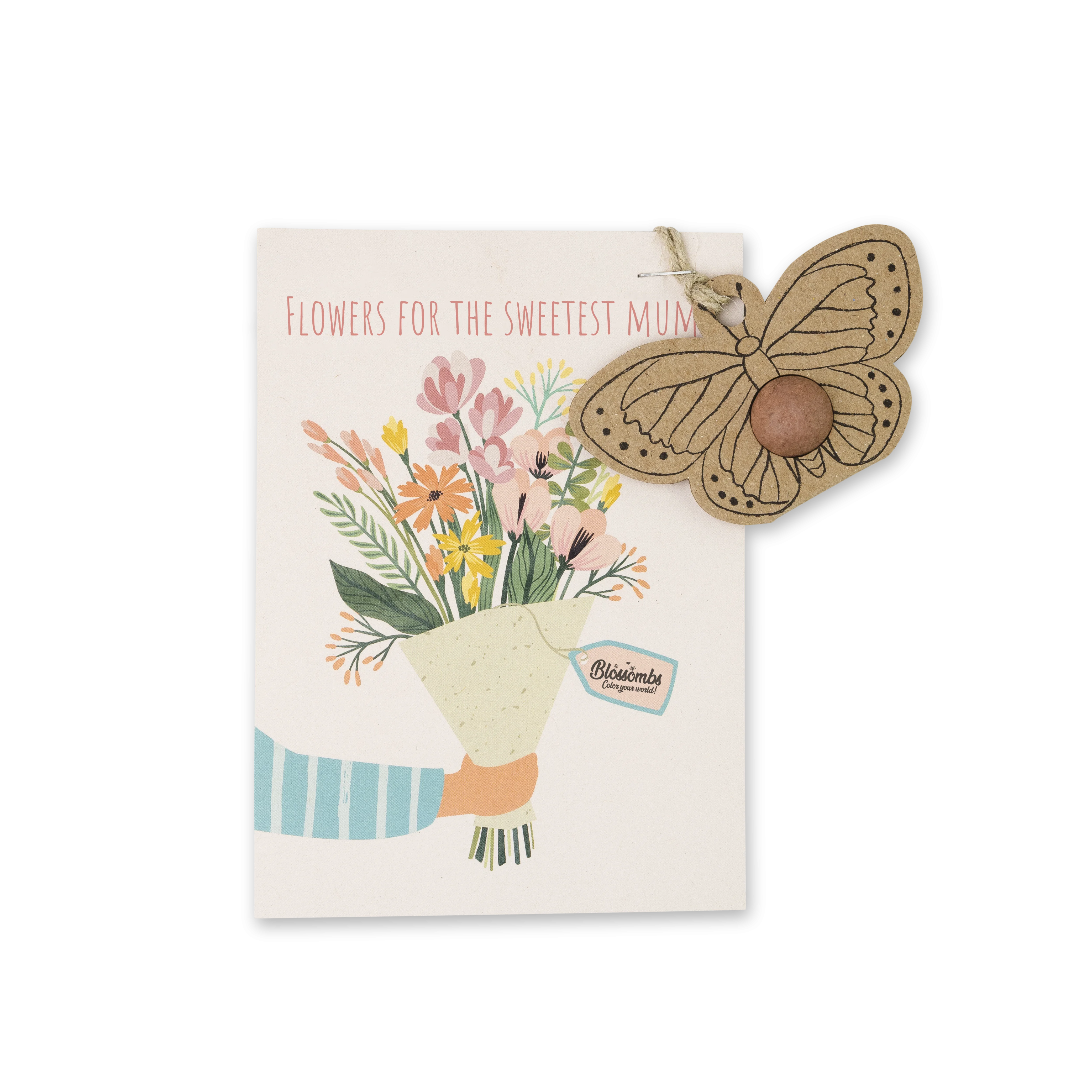 Blossombs Bomba de semillas - Decoración de regalo "Para la mejor mamá" - Mariposa (1 pieza)
