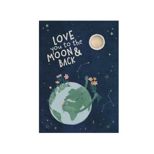 Blossombs Bomba de semillas - Tarjeta de regalo - Te amo hasta la luna y de vuelta (1 ud) - regalo original de amor