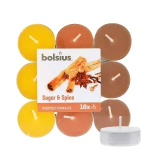 Bolsius Scented Tealights Sugar & Spice vela de té 4 h 18 unidades