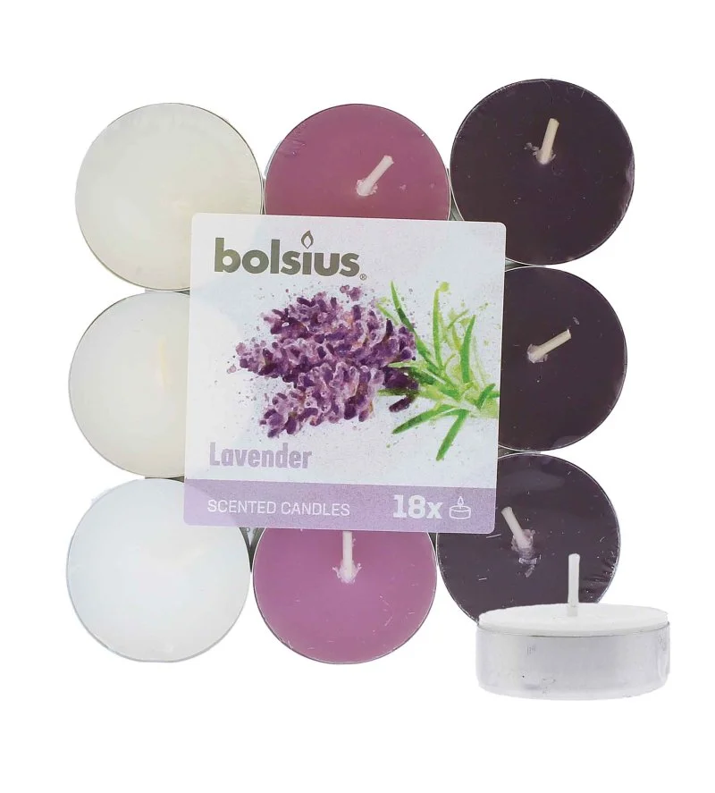 Velas de té aromáticas Lavanda 4 h 18 uds.