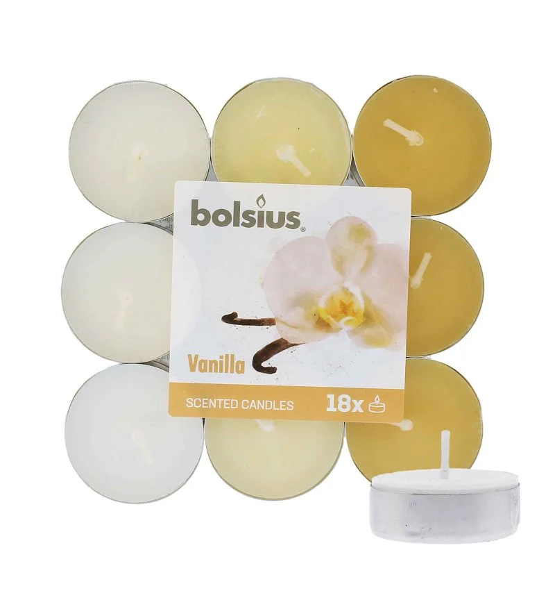 Scented Tealights Vanilla vela de té 4 h 18 uds.