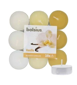 Bolsius Scented Tealights Vanilla vela de té 4 h 18 uds.