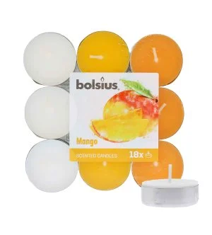 Bolsius Velas de té perfumadas Mango 4 h 18 uds.