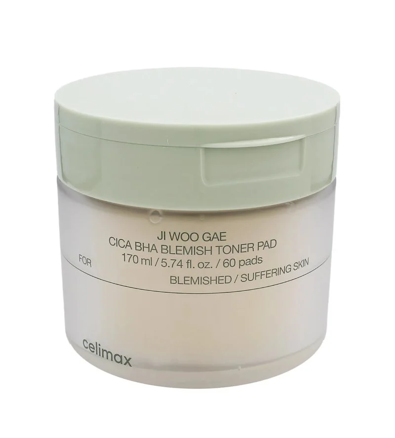 Ji Woo Gae Cica BHA Blemish Toner Pad discos exfoliantes calmantes con BHA, LHA y PHA 60 uds