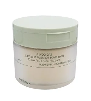 Celimax Ji Woo Gae Cica BHA Blemish Toner Pad discos exfoliantes calmantes con BHA, LHA y PHA 60 uds