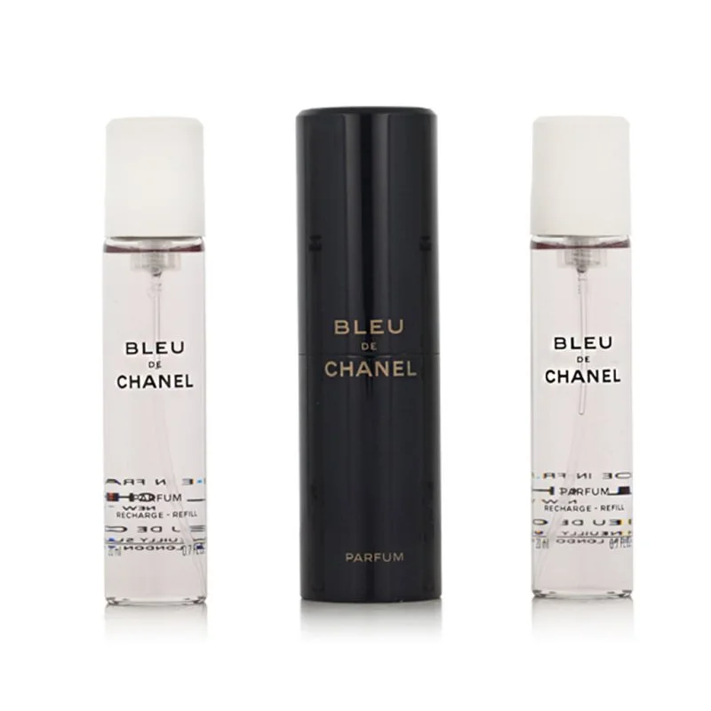 Chanel Bleu de Chanel vaporizador de bolsillo recargable 20 ml + 2 x recarga de perfume para hombre 20 ml