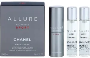Chanel Allure Homme Sport Eau Extreme agua de tocador 3x20 ml para hombres frasco recargable