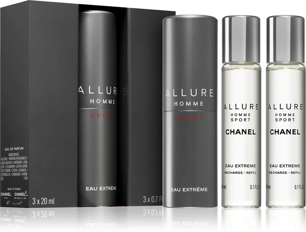 Allure Homme Sport Eau Extreme agua de tocador 3x20 ml para hombres frasco recargable