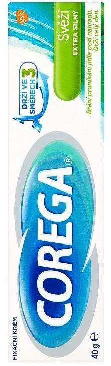 Corega Crema fijadora extrafuerte refrescante para prótesis dentales 40 g