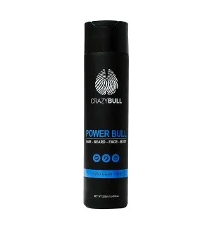 CrazyBull Power Bull Hair-Beard-Face-Body champú multifuncional 4 en 1 para cabello, barba, rostro y cuerpo
