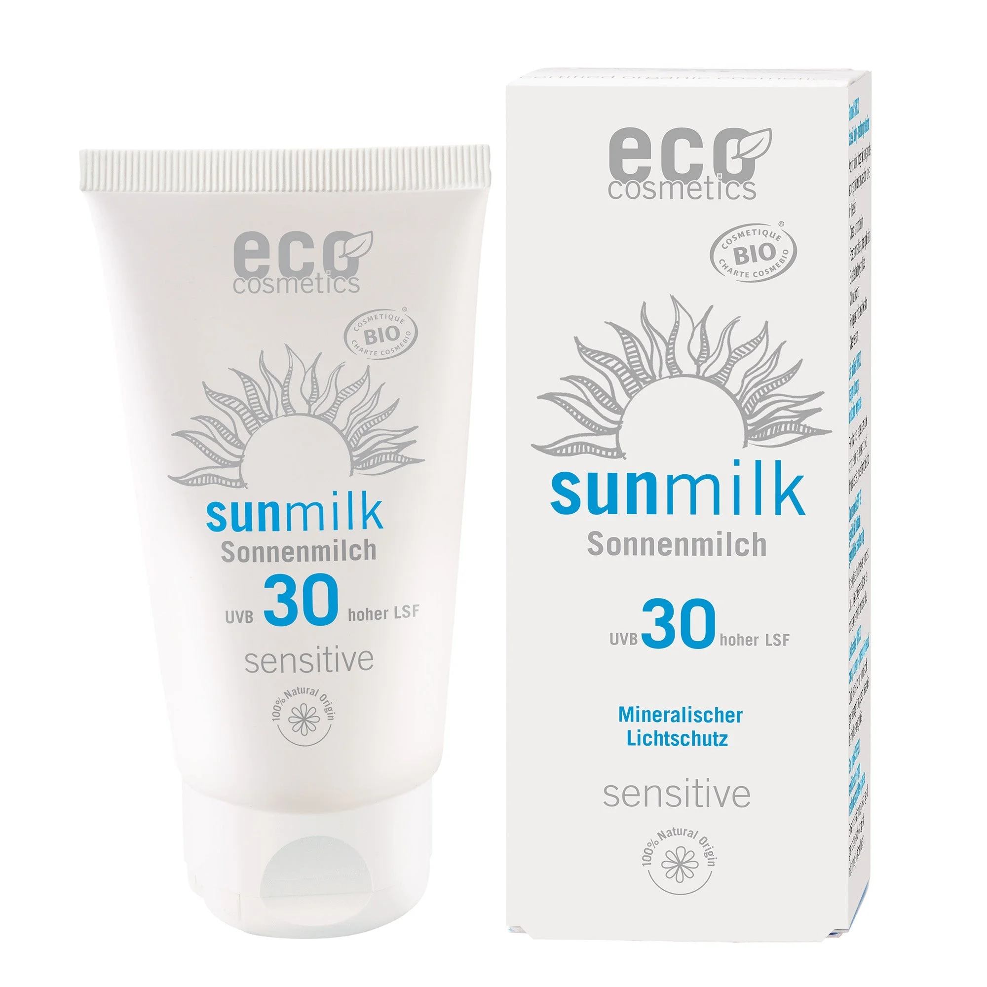 Eco Cosmetics Leche solar SPF 30 Sensitive BIO (75 ml) - con filtros minerales naturales