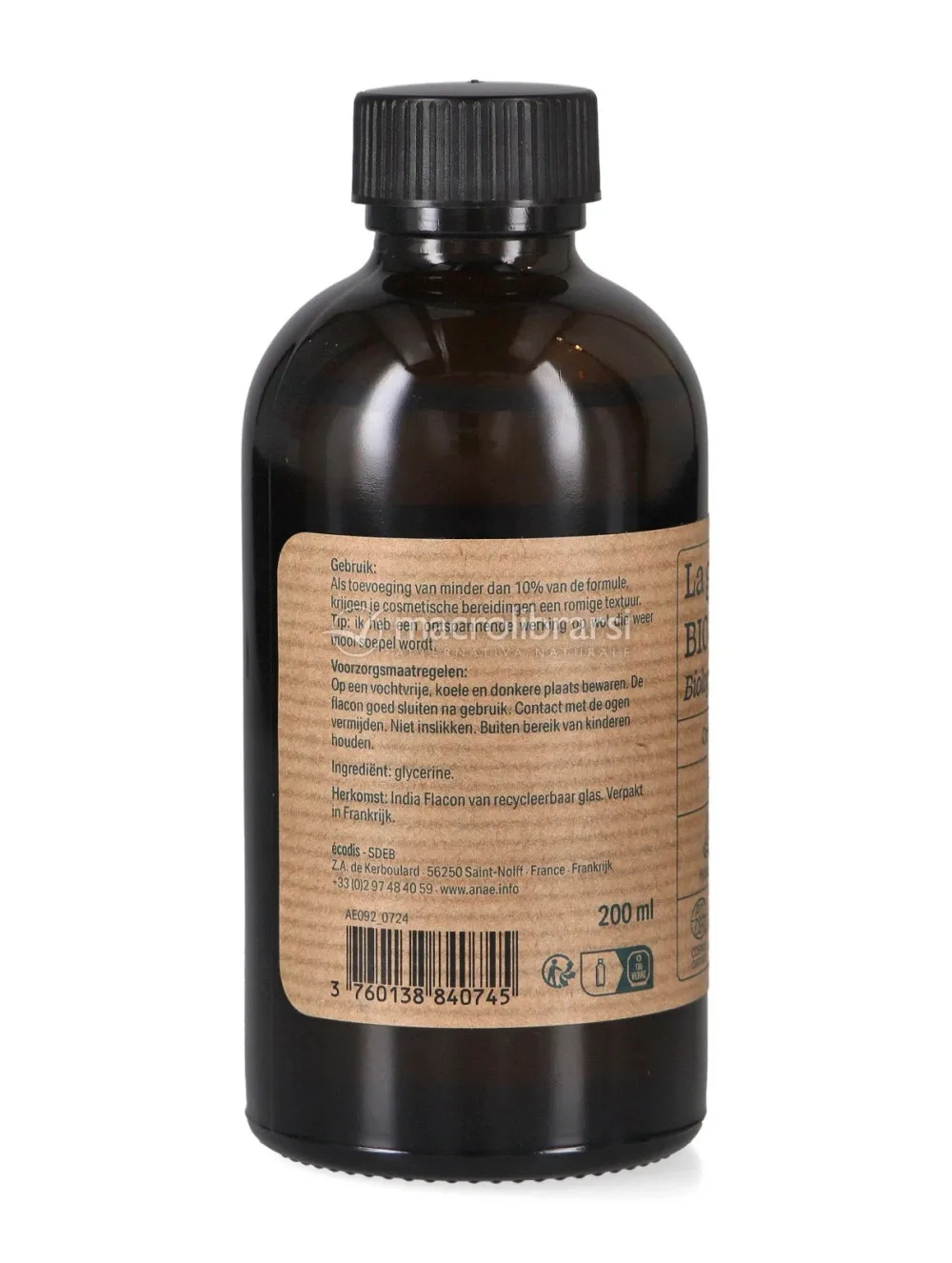 Ecodis Anaé de Glicerina Vegetal BIO (200 ml) - hidrata y suaviza la piel