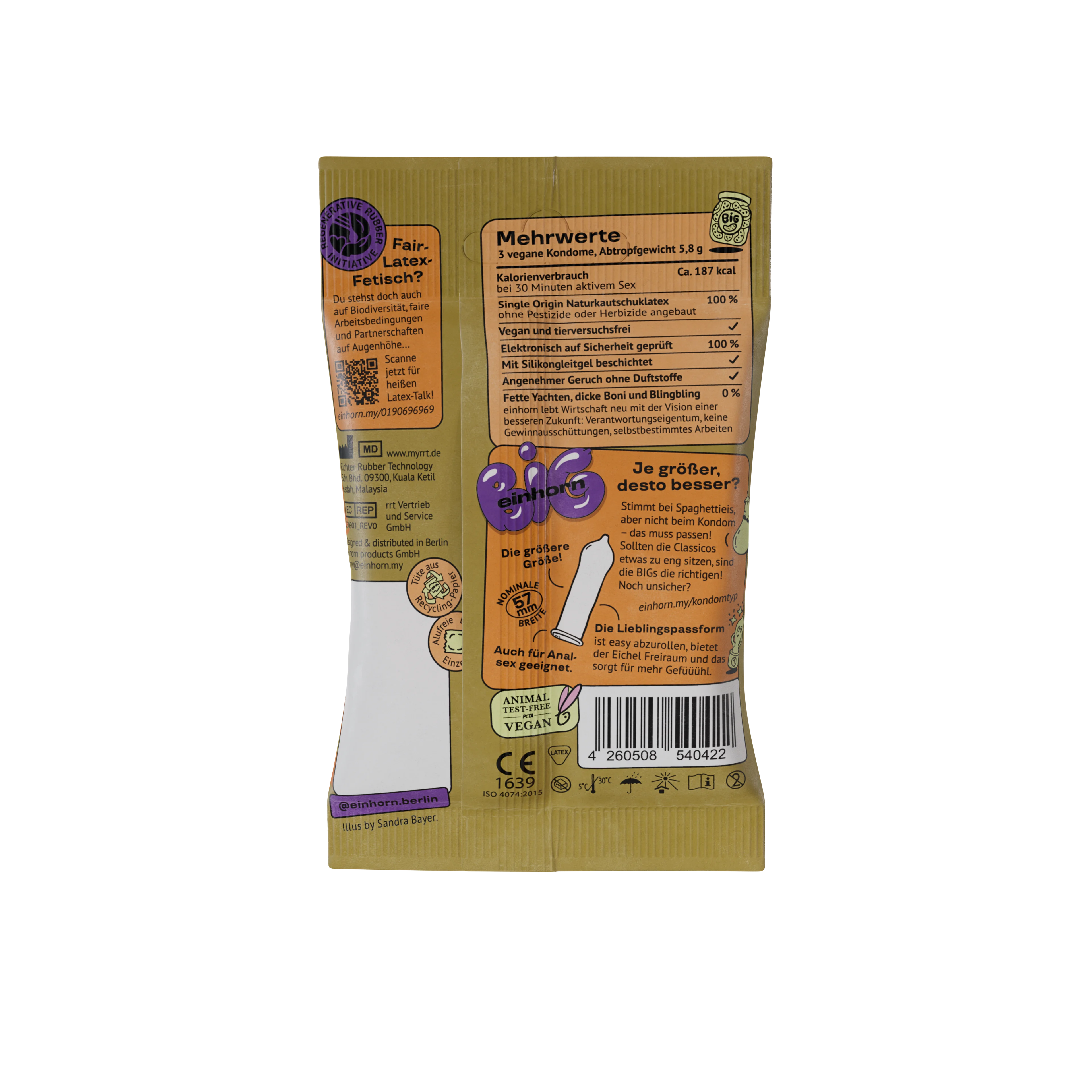 Einhorn Preservativos Big 3 uds - veganos, sin perfume