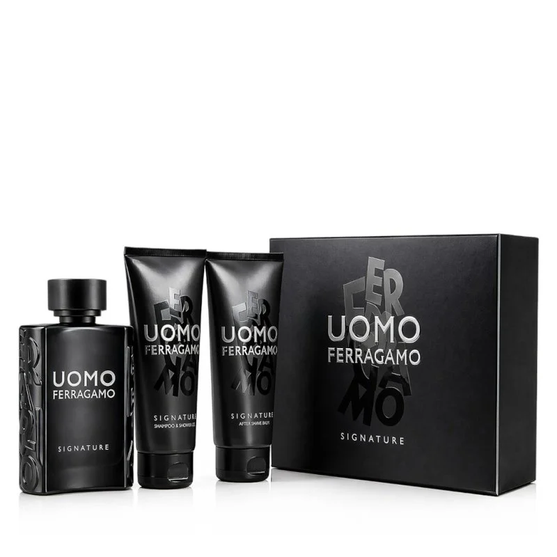 Uomo Signature Eau de Parfum para hombre 100 ml + bálsamo after shave 100 ml + champú y gel de ducha para hombre