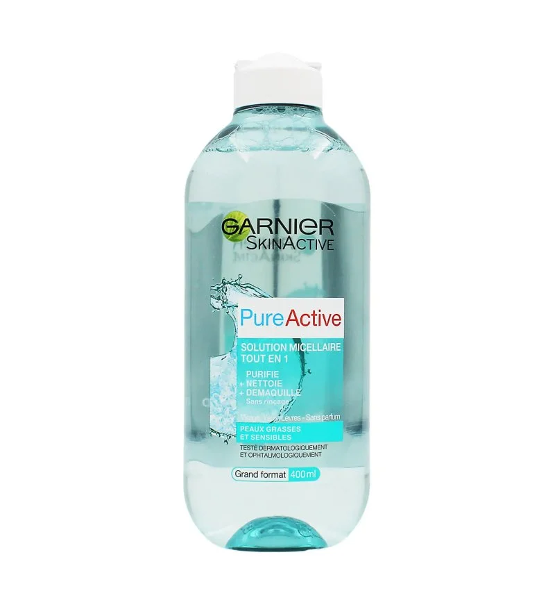 SkinActive PureActive All-in-1 Micellar Solution agua micelar para piel grasa y sensible 400 ml