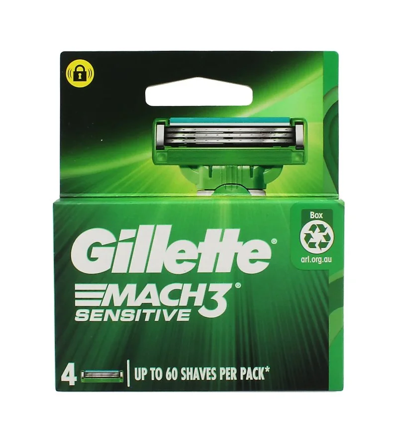 Mach3 Sensitive cuchillas de recambio 4 uds para hombre