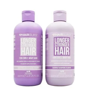 Hairburst Longer Stronger Hair Curly set para cabello rizado champú de 350 ml + acondicionador