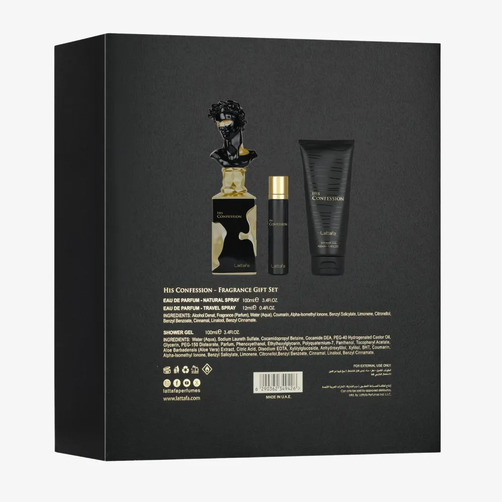 His Confession 100 ml + EDP mini 12 ml + gel de ducha eau de parfum para hombre