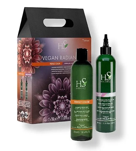 Vegan Radiance Color Care set Champú protector 350 ml + Tratamiento sin aclarado Lamellar Bond