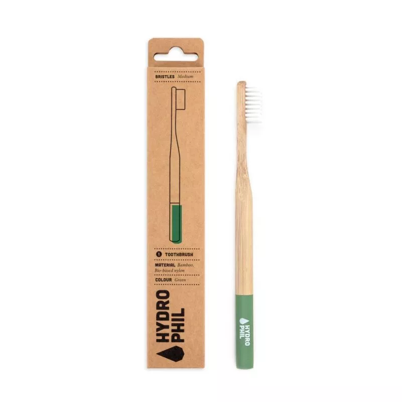 Hydrophil Cepillo de dientes de bambú (mediano) - verde - 100% renovable