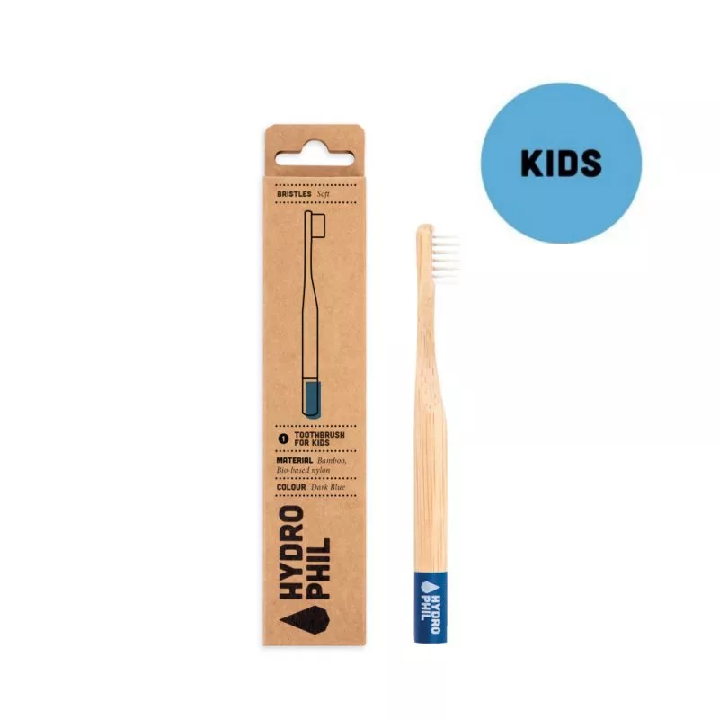 Hydrophil Cepillo de dientes de bambú para niños (suave) - azul