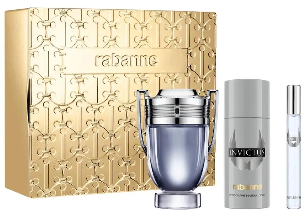 Invictus Eau de Toilette para hombre 100 ml + EDT mini 10 ml + desodorante en spray 150 ml
