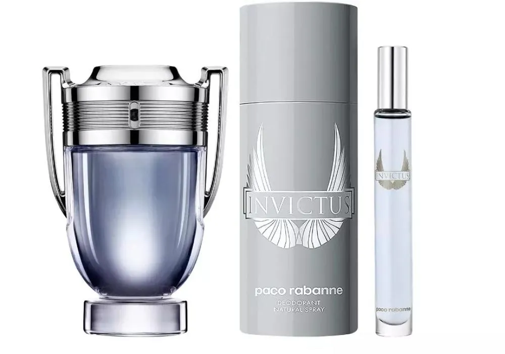 Invictus Eau de Toilette para hombre 100 ml + EDT mini 10 ml + desodorante en spray 150 ml