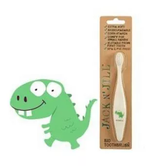 Jack n Jill Cepillo de dientes para niños Dino - hecho de almidón de maíz