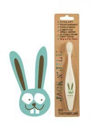 Jack n Jill Cepillo de dientes para niños Bunny - hecho de almidón de maíz