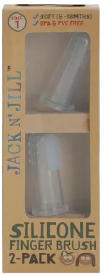 Jack n Jill Cepillo de dientes de silicona cepillo de dientes de dedo para bebés (2pcs) caso - para niños de 6 a 12 meses