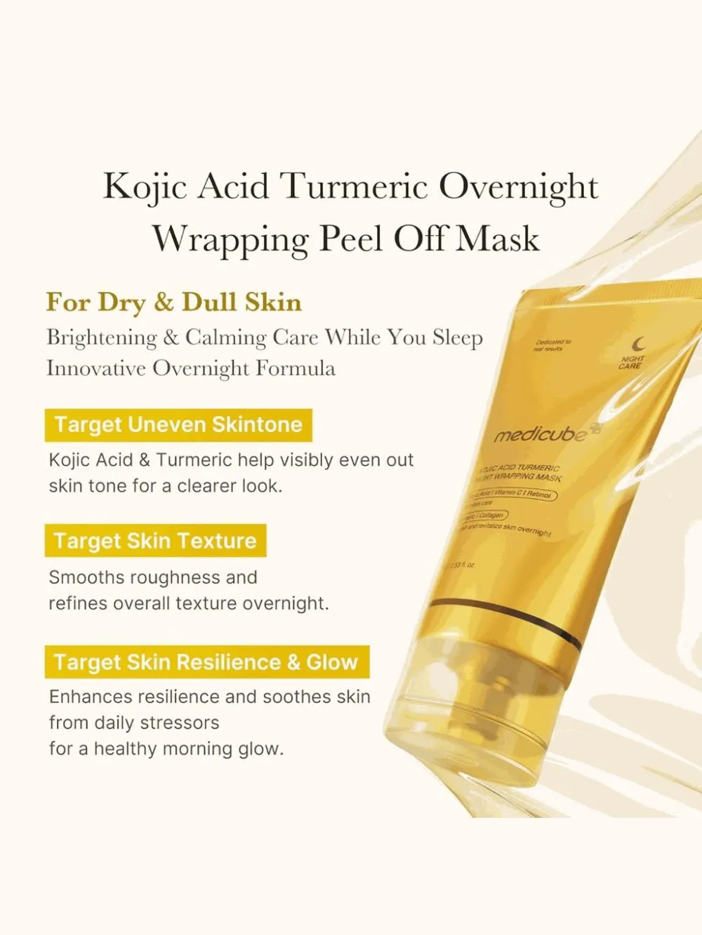 Mascarilla nocturna envolvente con ácido kójico y cúrcuma 75 ml