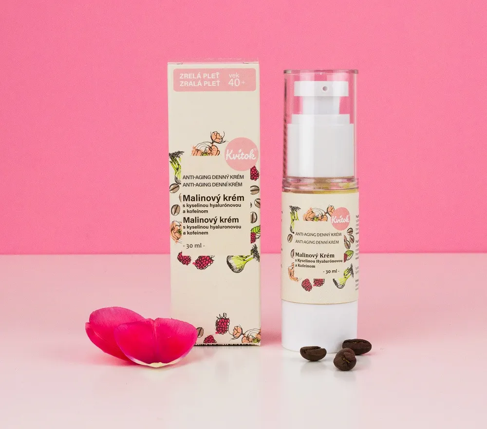 Kvitok Crema de día de frambuesa para pieles maduras 40 (30 ml) - con vitamina e y cafeína