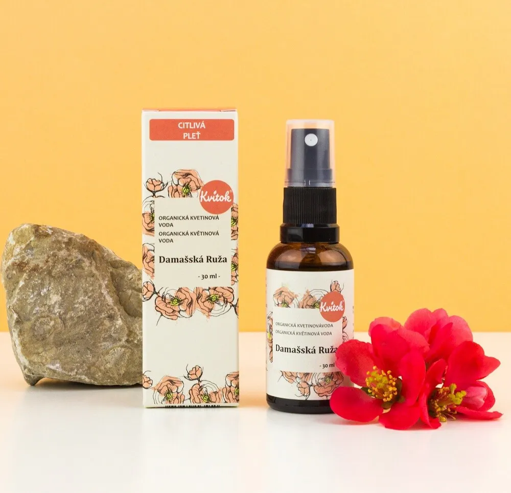 Kvitok Agua floral con spray - Rosa de Damasco BIO (30 ml) - uso universal