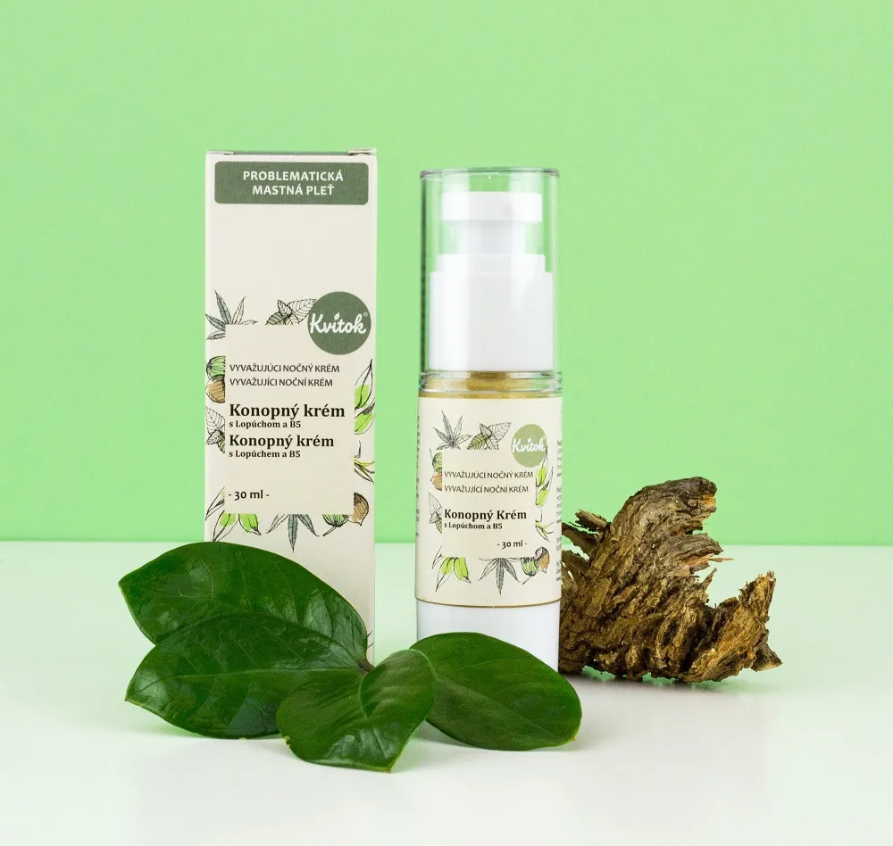 Kvitok Crema de noche de cáñamo para pieles grasas (30 ml) - elimina el acné