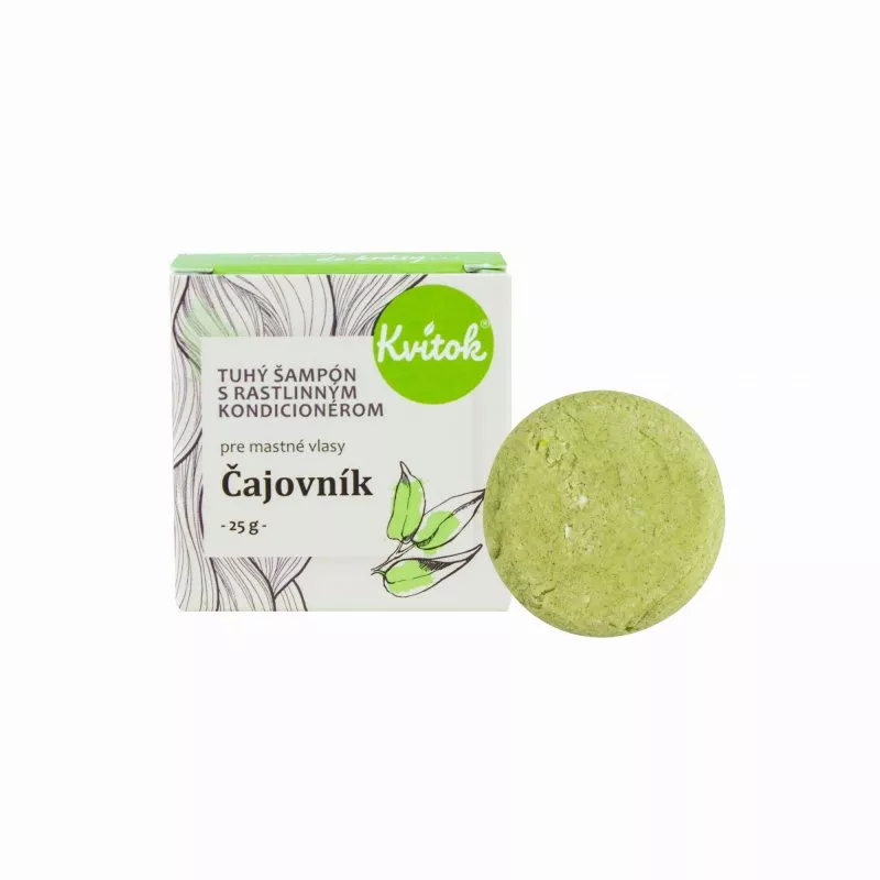 Kvitok Champú sólido con acondicionador para cabellos grasos Árbol del té (25 g) - con queratina vegetal