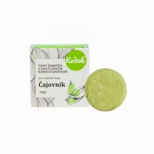 Kvitok Champú sólido con acondicionador para cabellos grasos Árbol del té (25 g) - con queratina vegetal