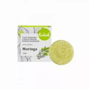 Kvitok Champú sólido con acondicionador anticaspa de Moringa (25 g): cabello brillante y sin caspa